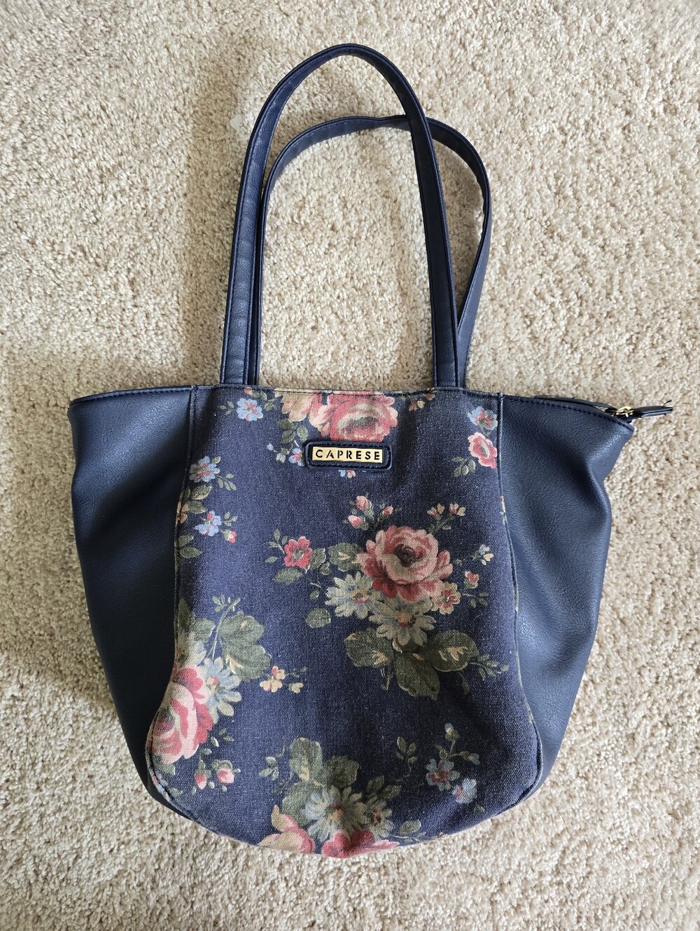 Caprese Womens Bohemian Shoulder Bag Distressed Blue Floral Bag